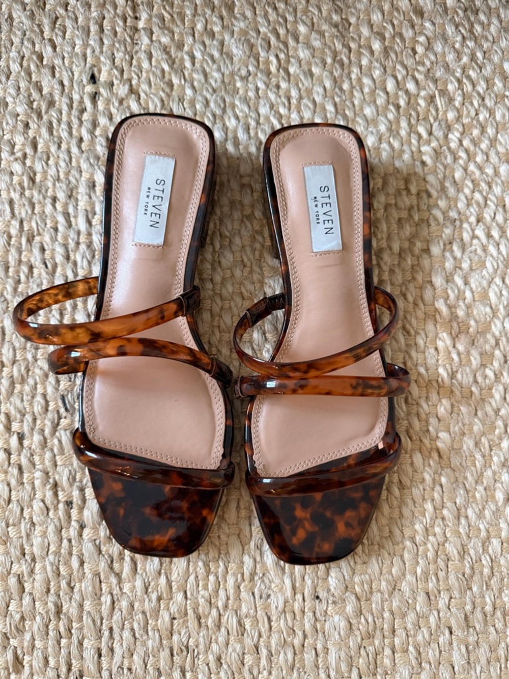 STEVEN NY Tortoiseshell Strappy Slide Sandals - Brown